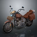 Vintage Motorcycle With Leather Seat Side Saddlebags Retro Headlight And Mirrors
