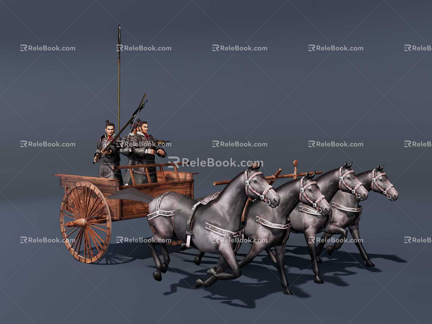 Ancient soldier carriage Qin Dynasty chariot 3d model