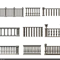 Various Decorative Stone Railings Featuring Different Baluster Designs And Classic Styles 3d model