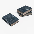 Vintage Old Books With Dark Blue Covers And Worn Marks Stacked And Single