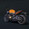 Orange Modern Motorcycle With Black Seat Chrome Engine And Stylish Design