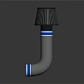 Automotive Flexible Hose Component Gray Body Blue Stripes and Black Mesh Top