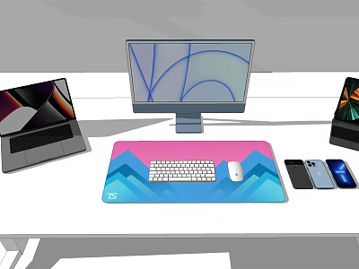 Modern Computer Apple Computer Apple Mobile Phone Apple Notebook 3d model