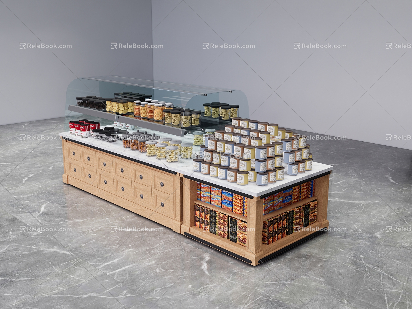 Modern Shelf Supermarket Bread Baking Pastry Shelf 3d model