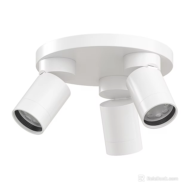 White Modern Ceiling Mounted Downlights and Spotlights with Adjustable Heads for Indoor Lighting 3d model
