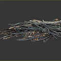 Artistic Wood And Stone Craftwork With Twig Like Structure And Blue Brown Tones