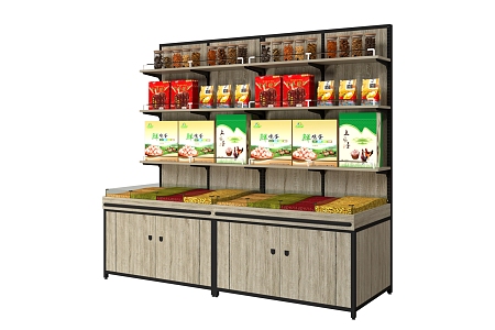 Display Cabinet Shelf Supermarket Shelf Bulk Cabinet Grain Rack North and South Dry Goods Rice Rack Egg Rack Bulk Snack Rack Dry Shelf 3d model