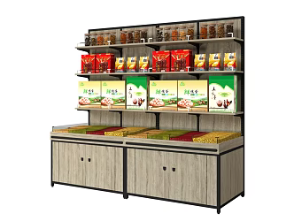 Display Cabinet Shelf Supermarket Shelf Bulk Cabinet Grain Rack North and South Dry Goods Rice Rack Egg Rack Bulk Snack Rack Dry Shelf 3d model