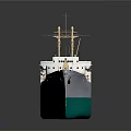 Detailed White and Green Cargo Vessel Model with Masts and Cranes