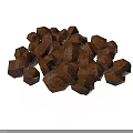 Heap Of Irregularly Shaped Brown Textured Food Chunks On White Surface