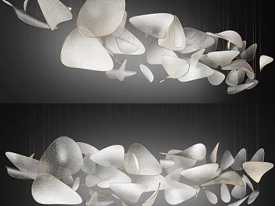 Modern Petal Shaped Pendant Light With Metal Frame And Hanging Design 3d model