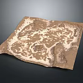 Square Shaped Terrain Mat With Brown Base And White Textured Topographic Design 3d model