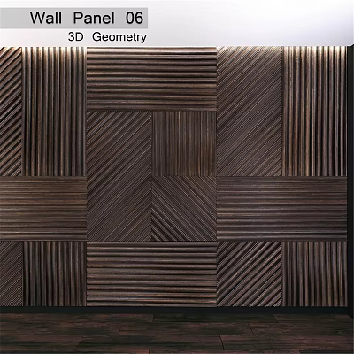 Modern Wooden Wall Design With Textured Striped Panels And Geometric Patterns 3d model