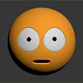 Yellow Emoji Character With Big Eyes Open Mouth And Gray Background Reflection