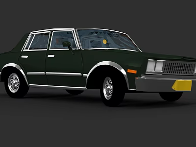 Dark Green Classic Sedan With Silver Trim And Yellow License Plate 3d model