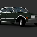 Dark Green Classic Sedan With Silver Trim And Yellow License Plate