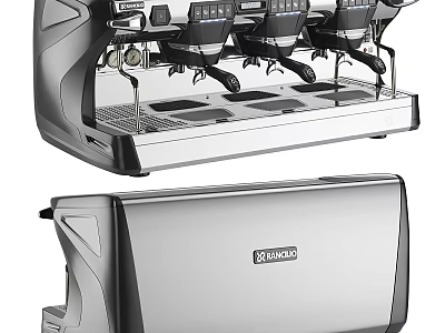 Stainless Steel Rancilio Coffee Machine As Modern Professional Kitchen Appliance With Sleek Design 3d model