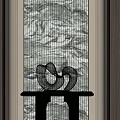 Modern Entryway Interior Design With Marble Textured Wall And Green Decorative Sculpture