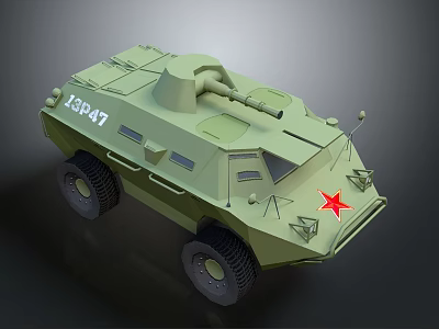 Green Armored Military Vehicle with Red Star Emblem and Number 2437 Design 3d model