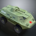 Green Armored Military Vehicle with Red Star Emblem and Number 2437 Design