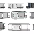 Modern Caravan Style Guesthouse Buildings Multiple Units With Glass Windows And Balconies