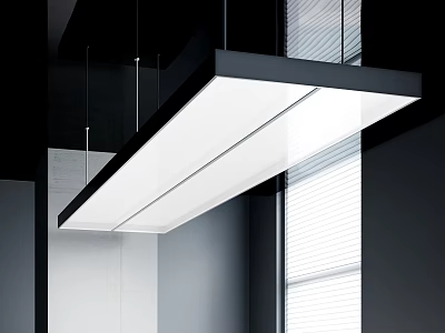 Modern Long Pendant Light With White Panel And Black Frame For Interior Ceiling 3d model