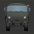 Green Military Truck With Open Cargo Bed And Multiple Wheels 3D Render View