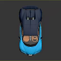 Shiny Blue Bugatti Sports Car Featuring Orange Interior Rear Spoiler Black Wheels And Streamlined Design