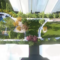 Residential Landscape With High-Rise Buildings Lush Greenery Various Trees And Open Lawn
