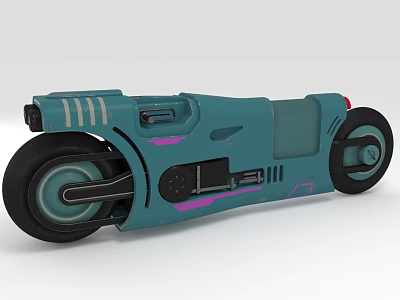 Teal Motorcycle With Purple Accents Futuristic Sleek Body Design And Unique Black Wheels 3d model