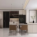 Elegant Modern Living And Dining Room Interior With Custom Built In TV Cabinet And Soft Lighting