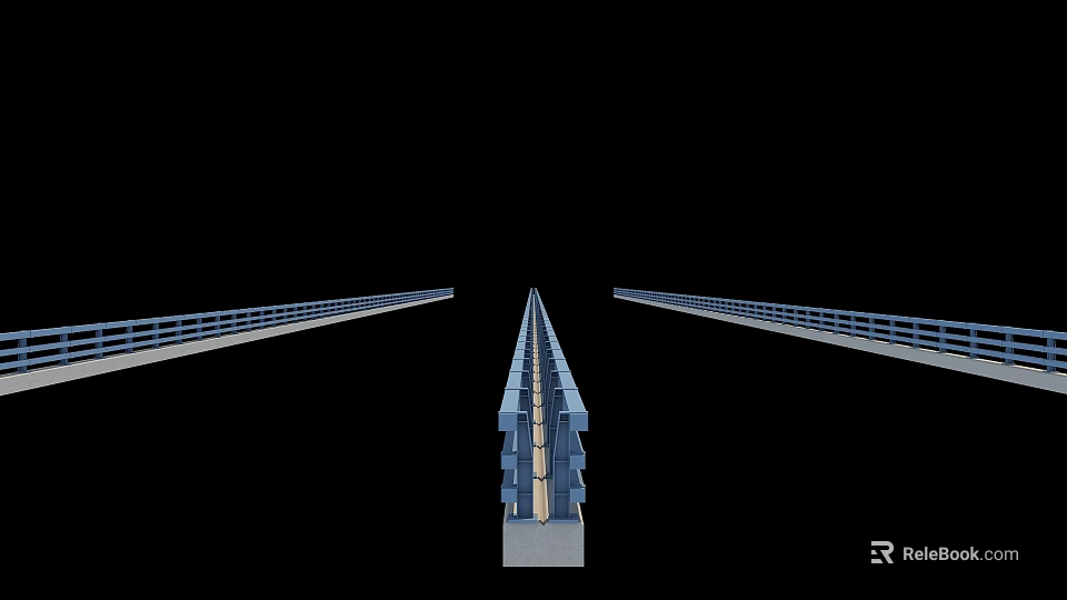 Architectural Components Featuring Parallel Metal Structures With Blue Railings And Gray Bases 3d model 