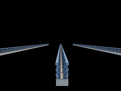 Architectural Components Featuring Parallel Metal Structures With Blue Railings And Gray Bases 3d model