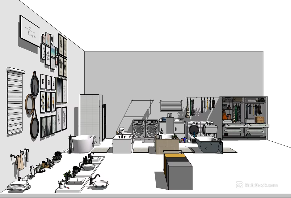 Bathroom Vanity Set Display With Sink Mirror Cabinet And Fixtures 3d model