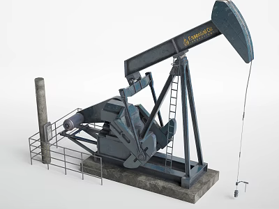 Industrial Oil Pump Equipment with Ladder Base Column and Mechanical Structure 3d model