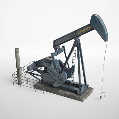 Industrial Oil Pump Equipment with Ladder Base Column and Mechanical Structure 3d model