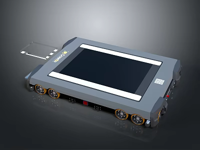 Modern Grey Robot Vehicle With Large Black Display And Multiple Wheels 3d model