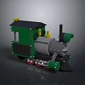 Green Toy Train With Black Roof Yellow Parts Gray Engine And Red Wheels