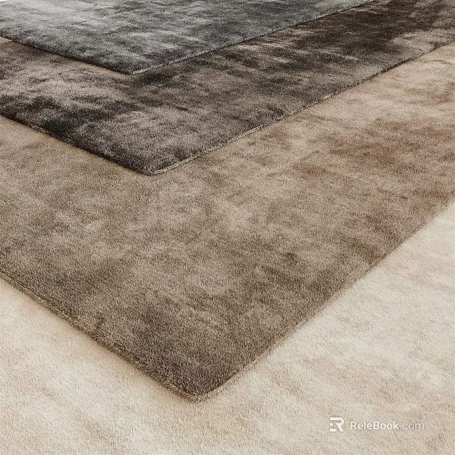 Plush Brown Square Rugs With Layered Texture Design For Home Living Room Decor 3d model 