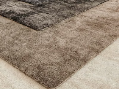 Plush Brown Square Rugs With Layered Texture Design For Home Living Room Decor 3d model