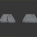 Two Concrete Pyramidal Construction Components With Top Holes And Metal Rod 3d model