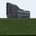Modern Multi storey Office Building Exterior Featuring Glass Curtain Wall And Green Lawn