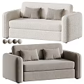 Modern Two Seater Sofa With Soft Beige Fabric And Comfortable Cushions
