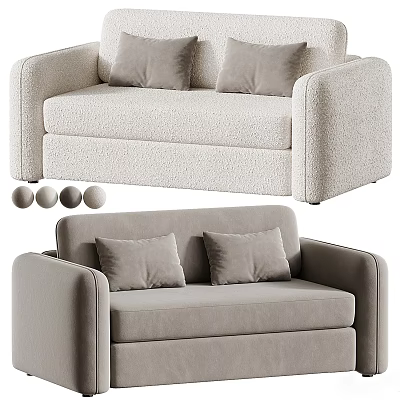 Modern Two Seater Sofa With Soft Beige Fabric And Comfortable Cushions 3d model