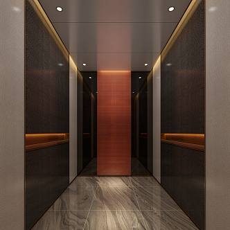 modern elevator car elevator hall 3d model