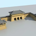 Ancient Architecture With Traditional Roof Design Central Gate And Symmetric Structure