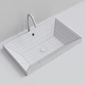Modern White Ceramic Rectangular Above Counter Basin With Minimalist Sleek Surface Design