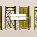 Bamboo Fence with Various Decorative Patterns and Unique Designs for Garden 3d model