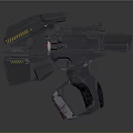 Sci Fi Weapon 3D Rendered Design With Metallic Structure And Yellow Warning Stripes 3d model