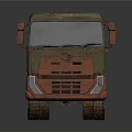 Old Rusty Green Red Truck Chassis With Front Cab And Headlights